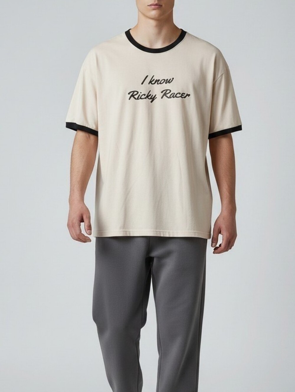 VW I Know Ricky Racer White Ringer T-Shirt with Black Trim